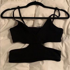 Nasty Gal cutout black tank top